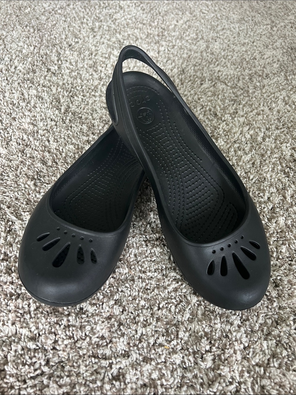 Crocs Women's Kadee Slingback Ballet Flat Sandals in Black Size 9
